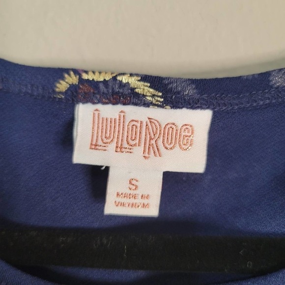 Lularoe Elegant Debbie Gold Metallic Floral Print Pencil Sheath Dress Blue Small - Picture 4 of 10